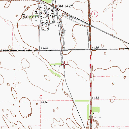 Topographic Map of Odell (historical), ND