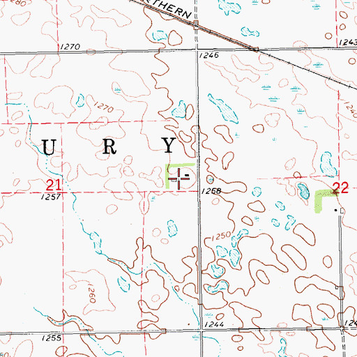 Topographic Map of Ellsbury (historical), ND