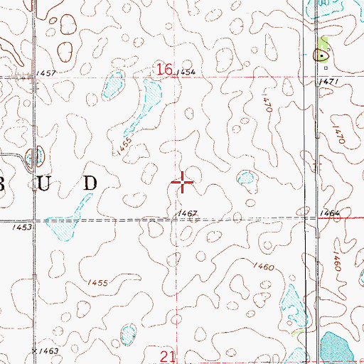 Topographic Map of Rosebud Town Hall, ND