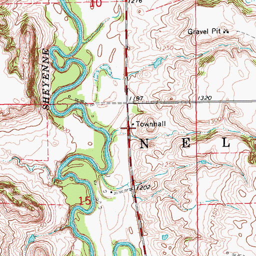 Topographic Map of Nelson Township Hall, ND