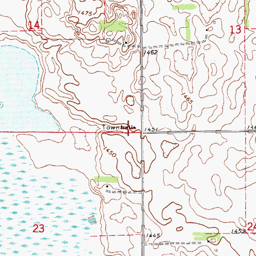 Topographic Map of Meadow Lake Town Hall, ND