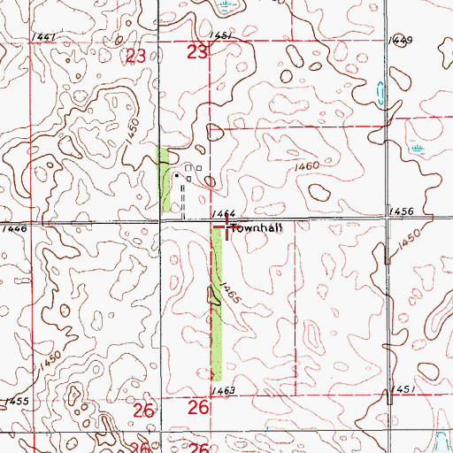 Topographic Map of Brimer Town Hall, ND