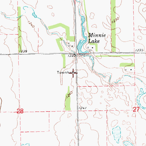 Topographic Map of Minnie Lake Town Hall, ND