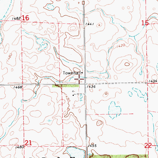 Topographic Map of Grand Prairie Town Hall, ND