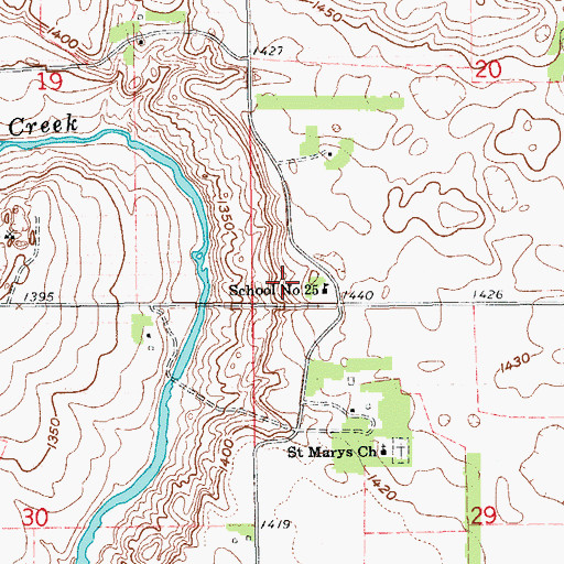 Topographic Map of Sibley Trail Town Hall, ND