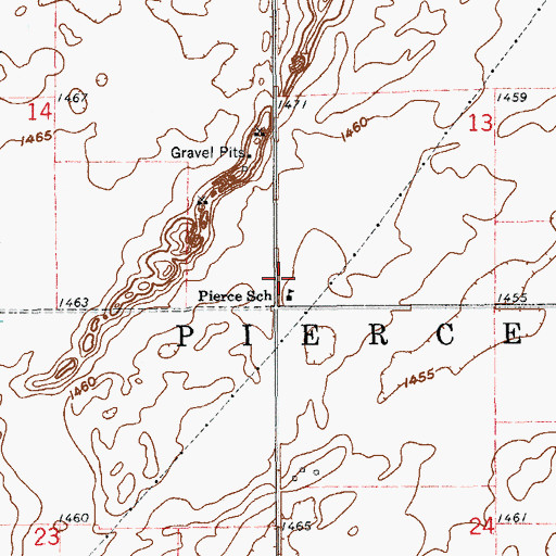 Topographic Map of Pierce Town Hall, ND