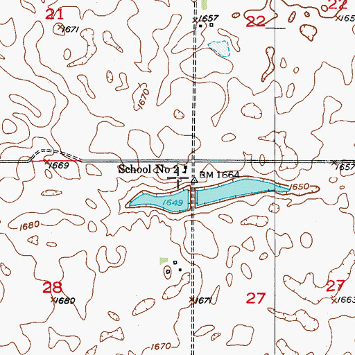 Topographic Map of Sharlow Town Hall, ND