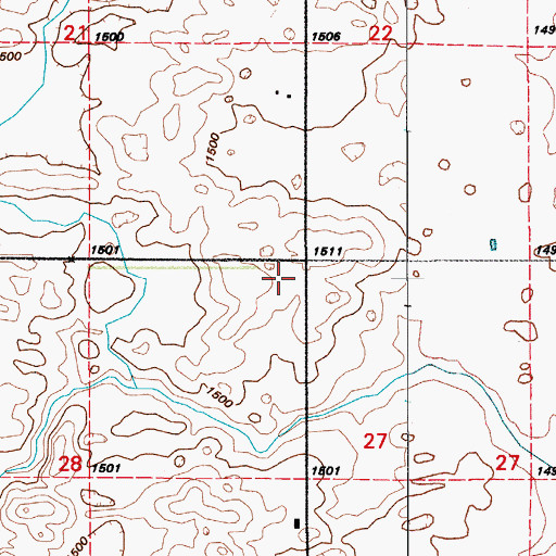 Topographic Map of Woodbury Town Hall, ND