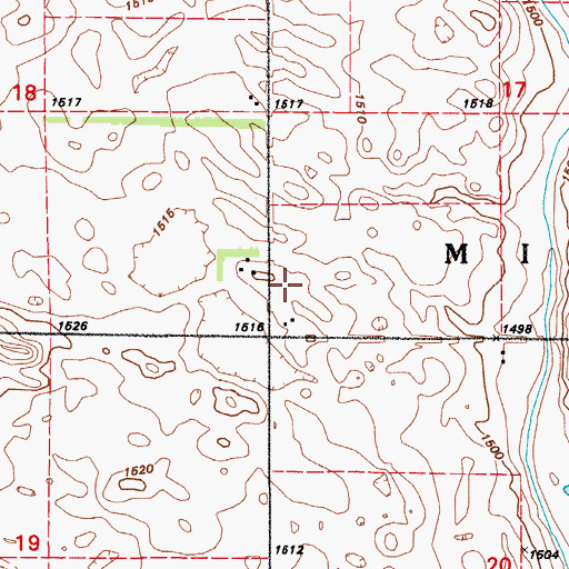Topographic Map of Midway Town Hall, ND