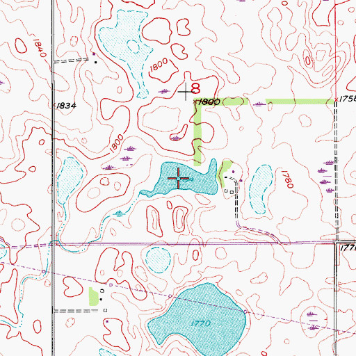 Topographic Map of Bair Lake, ND