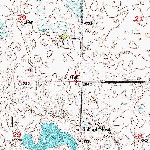 Topographic Map of Peterson Town Hall, ND