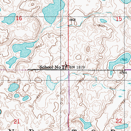 Topographic Map of Round Top Town Hall, ND
