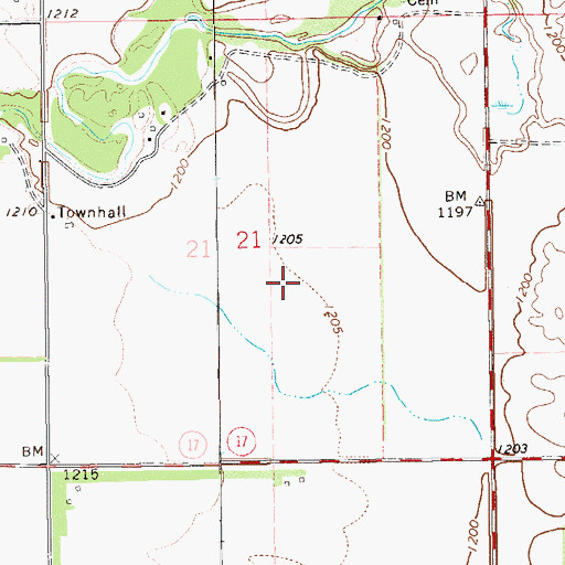 Topographic Map of Garfield (historical), ND