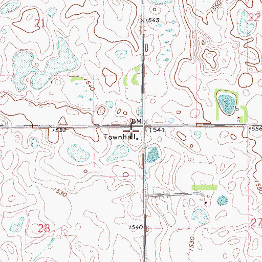 Topographic Map of Shepherd Town Hall, ND