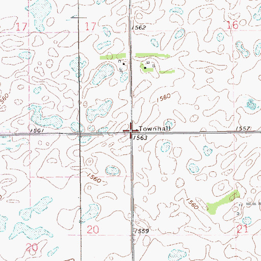Topographic Map of Latona Town Hall, ND