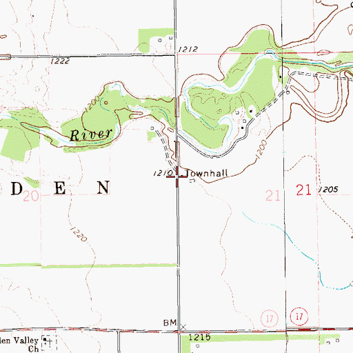 Topographic Map of Golden Town Hall, ND