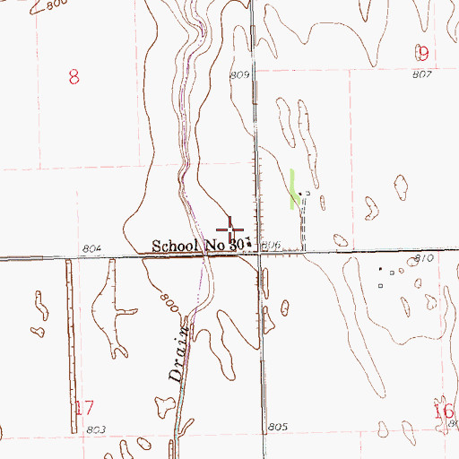 Topographic Map of Acton Town Hall, ND