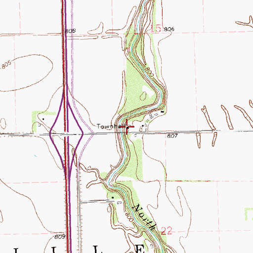 Topographic Map of Walshville Town Hall, ND