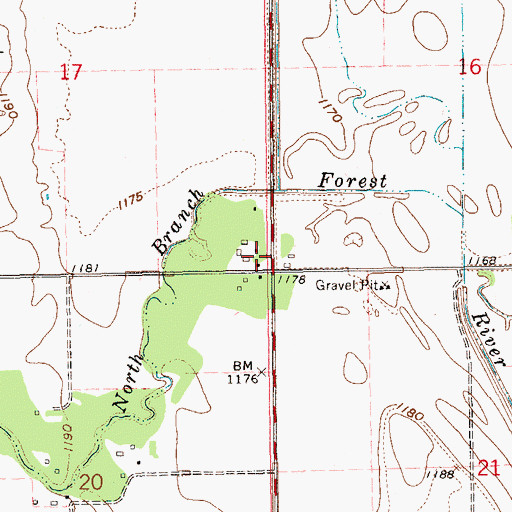 Topographic Map of Vernon Town Hall, ND