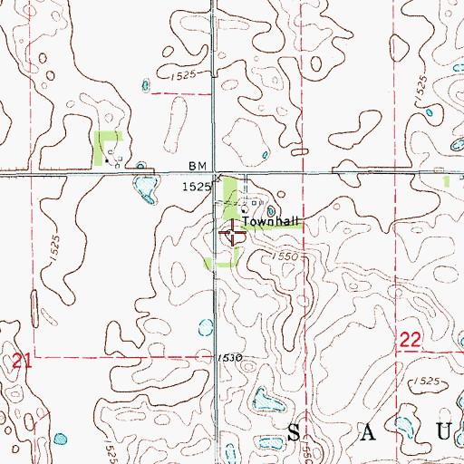 Topographic Map of Sauter Town Hall, ND