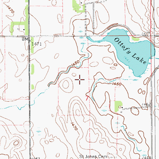Topographic Map of Ottofy (historical), ND