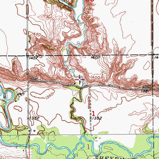 Topographic Map of Bue (historical), ND