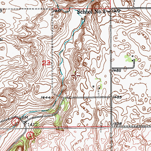 Topographic Map of Harrisburg (historical), ND
