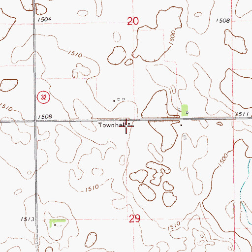 Topographic Map of Rugh Town Hall, ND