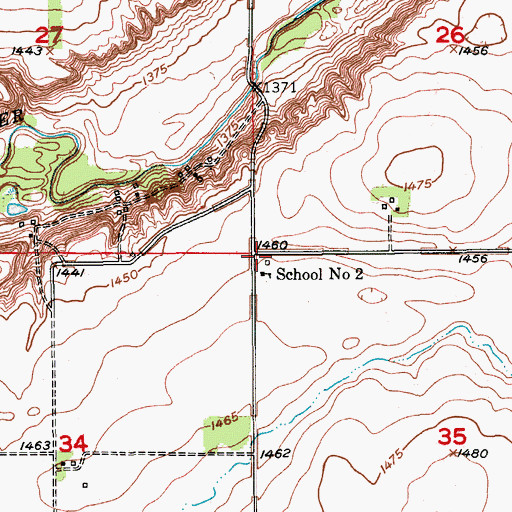 Topographic Map of Dayton Town Hall, ND