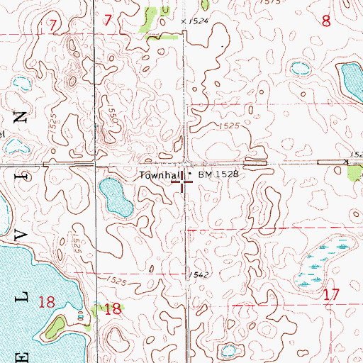 Topographic Map of Melvin Town Hall, ND