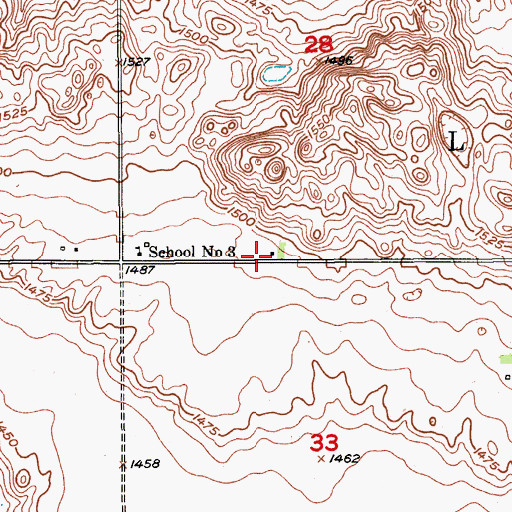 Topographic Map of Leval Town Hall, ND