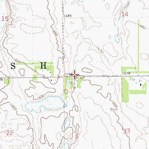 Topographic Map of Nash Town Hall, ND