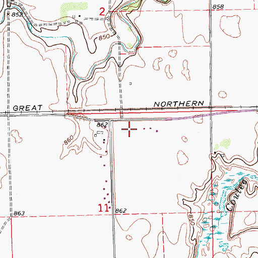 Topographic Map of Ojata (historical), ND