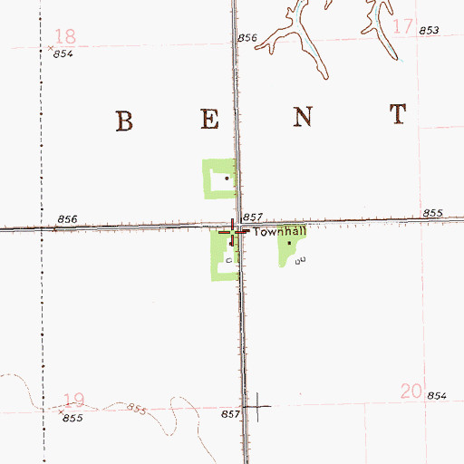 Topographic Map of Benton Town Hall, ND