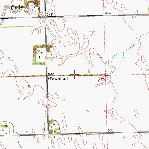 Topographic Map of Michigan Town Hall, ND
