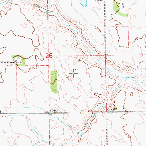 Topographic Map of Union Town Hall, ND