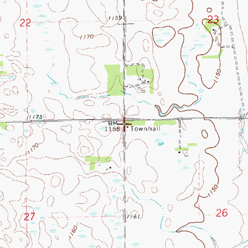 Topographic Map of Lind Town Hall, ND