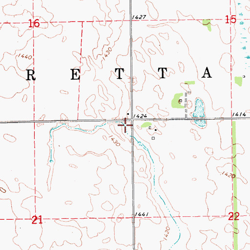 Topographic Map of Loretta Town Hall, ND