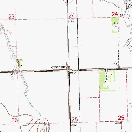 Topographic Map of Walle Town Hall, ND