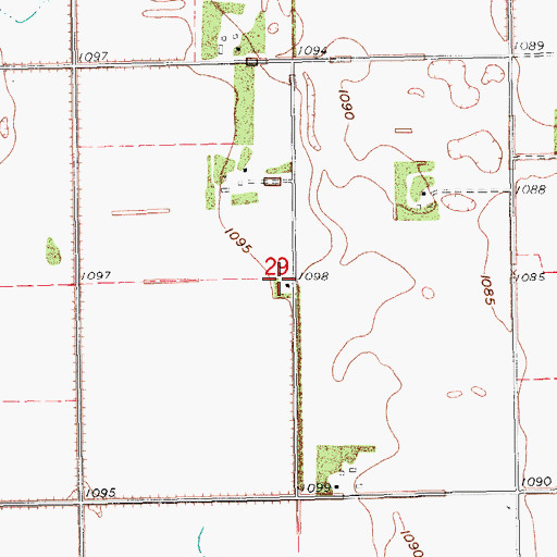 Topographic Map of Pleasant View Town Hall, ND