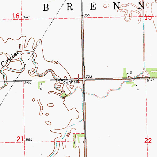 Topographic Map of Brenna Town Hall, ND