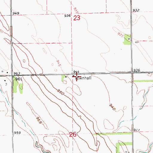 Topographic Map of Chester Town Hall, ND