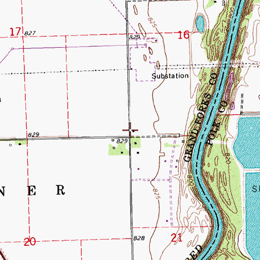 Topographic Map of Falconer Town Hall, ND