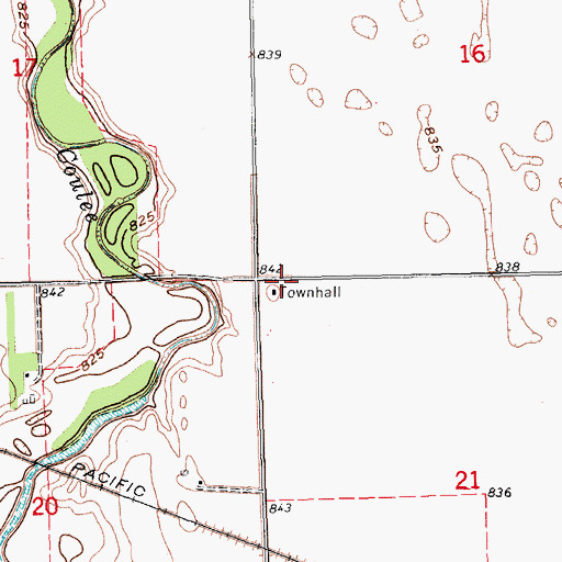Topographic Map of Rye Town Hall, ND
