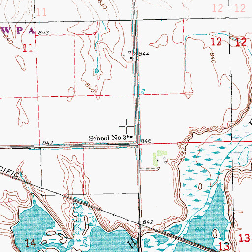 Topographic Map of Blooming Town Hall, ND