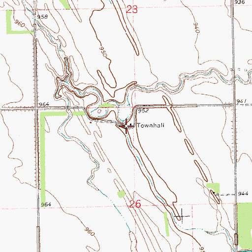 Topographic Map of Wheatfield Town Hall, ND