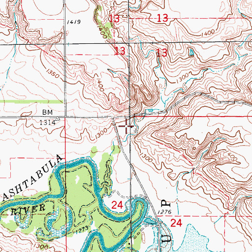 Topographic Map of Gallatin (historical), ND