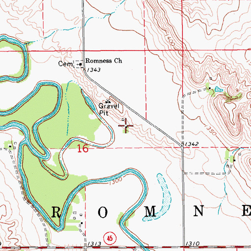Topographic Map of Romness (historical), ND