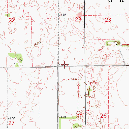 Topographic Map of Greenfield Town Hall, ND