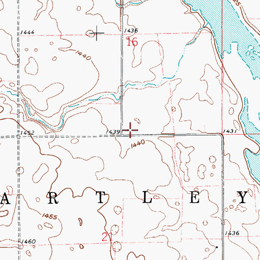 Topographic Map of Bartley Town Hall, ND